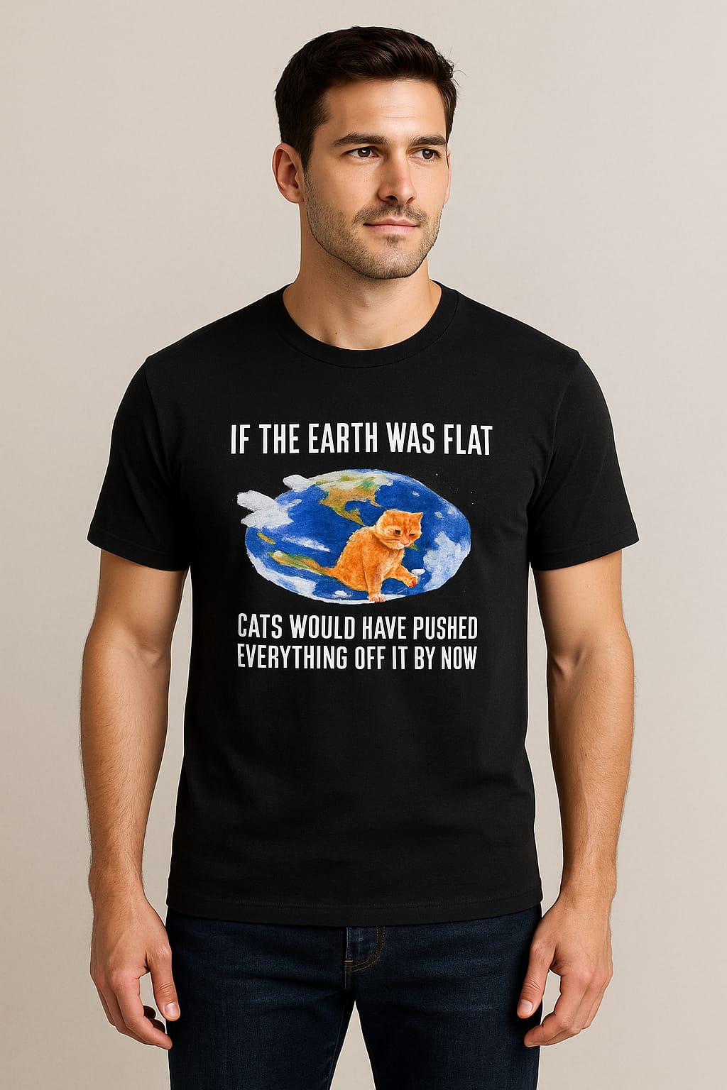 Bella Canvas "Flat Earth Cat" Graphic Original T-Shirt
