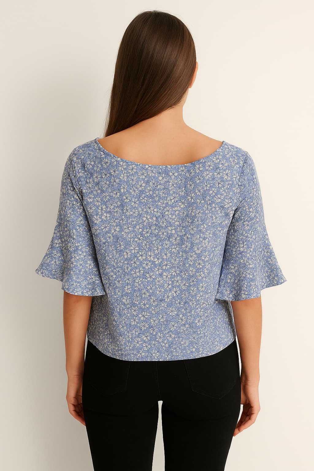 SHEIN Floral Ruffle Sleeve Blouse Original