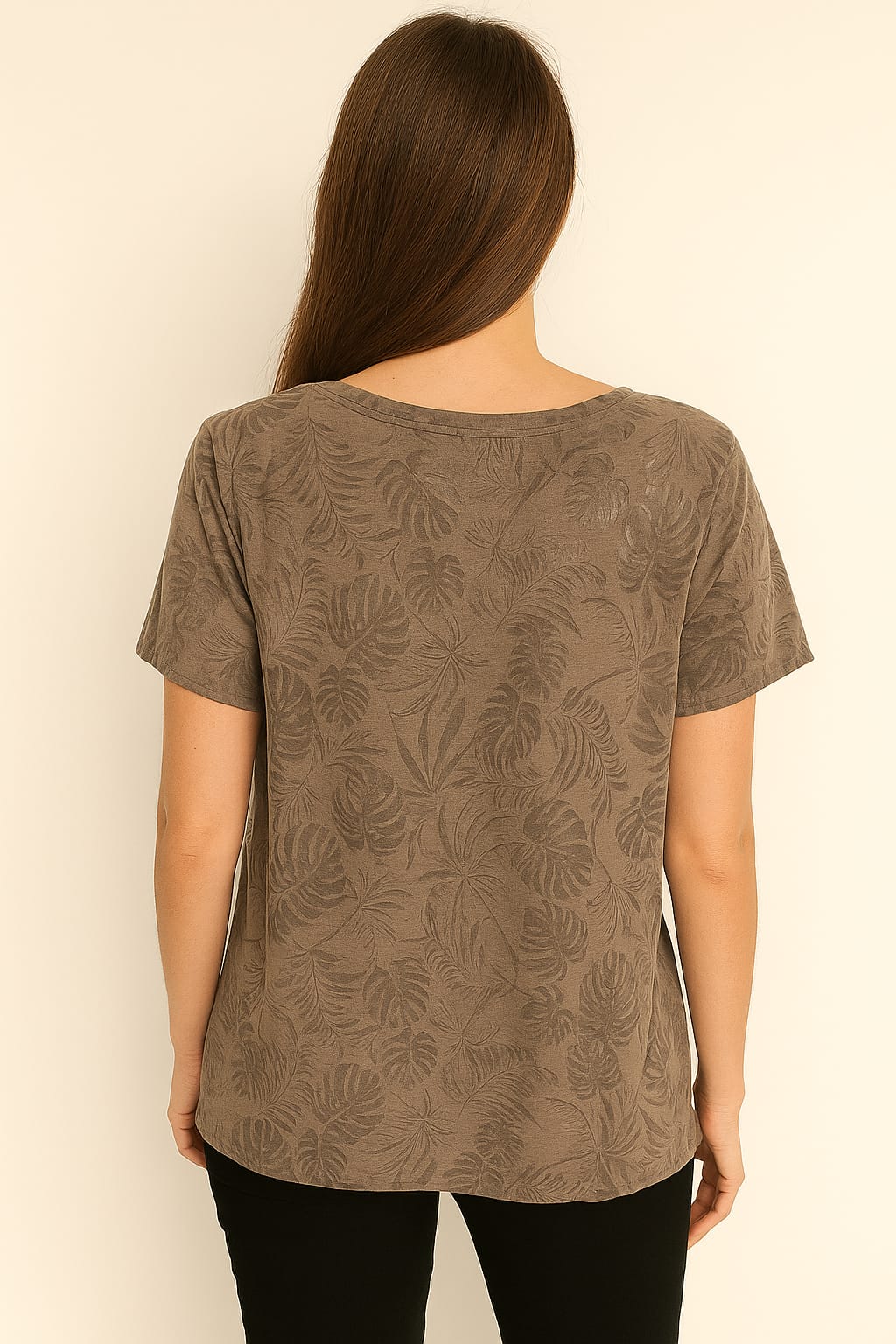 DKNY JEANS Tropical Print Scoop Neck Tee Original