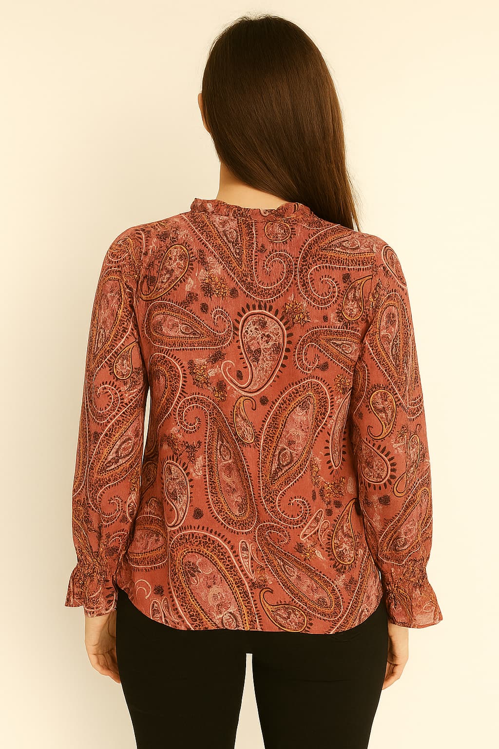 Daniel Rainn Women’s Paisley Ruffle Blouse Original
