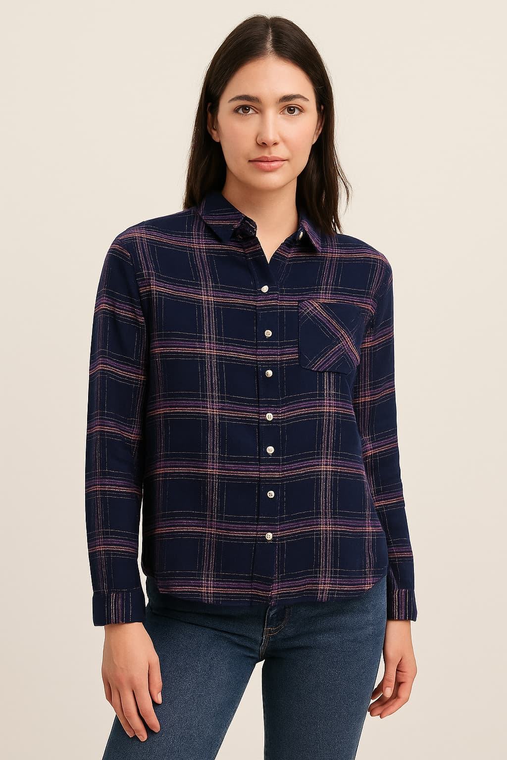 Justice Girls' "Perfect Plaid" Long Sleeve Button-Up Shirt Original