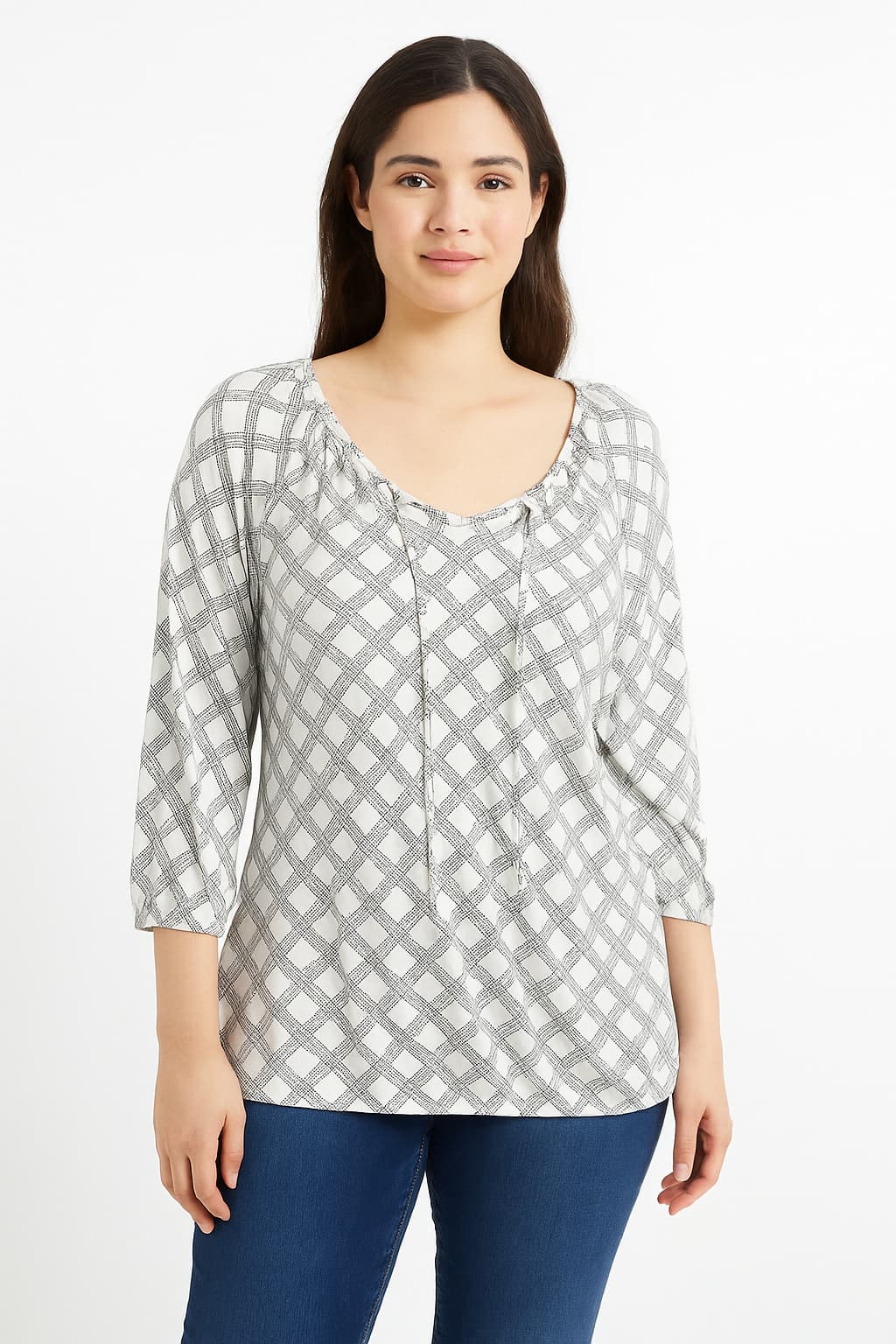 Fred David Black & White Geometric Print Blouse Original