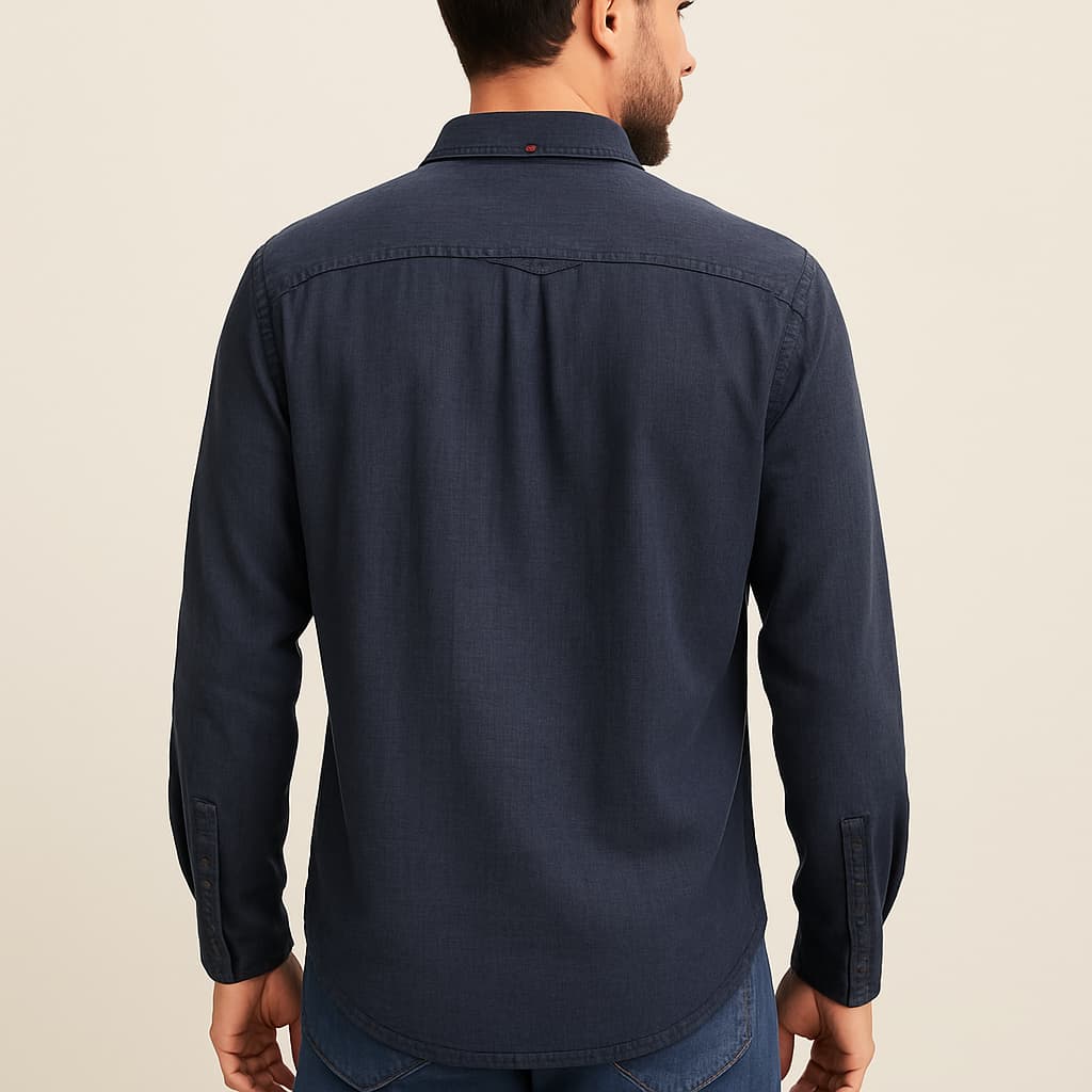 Thread & Cloth Indigo Herringbone Button-Up Shirt Original