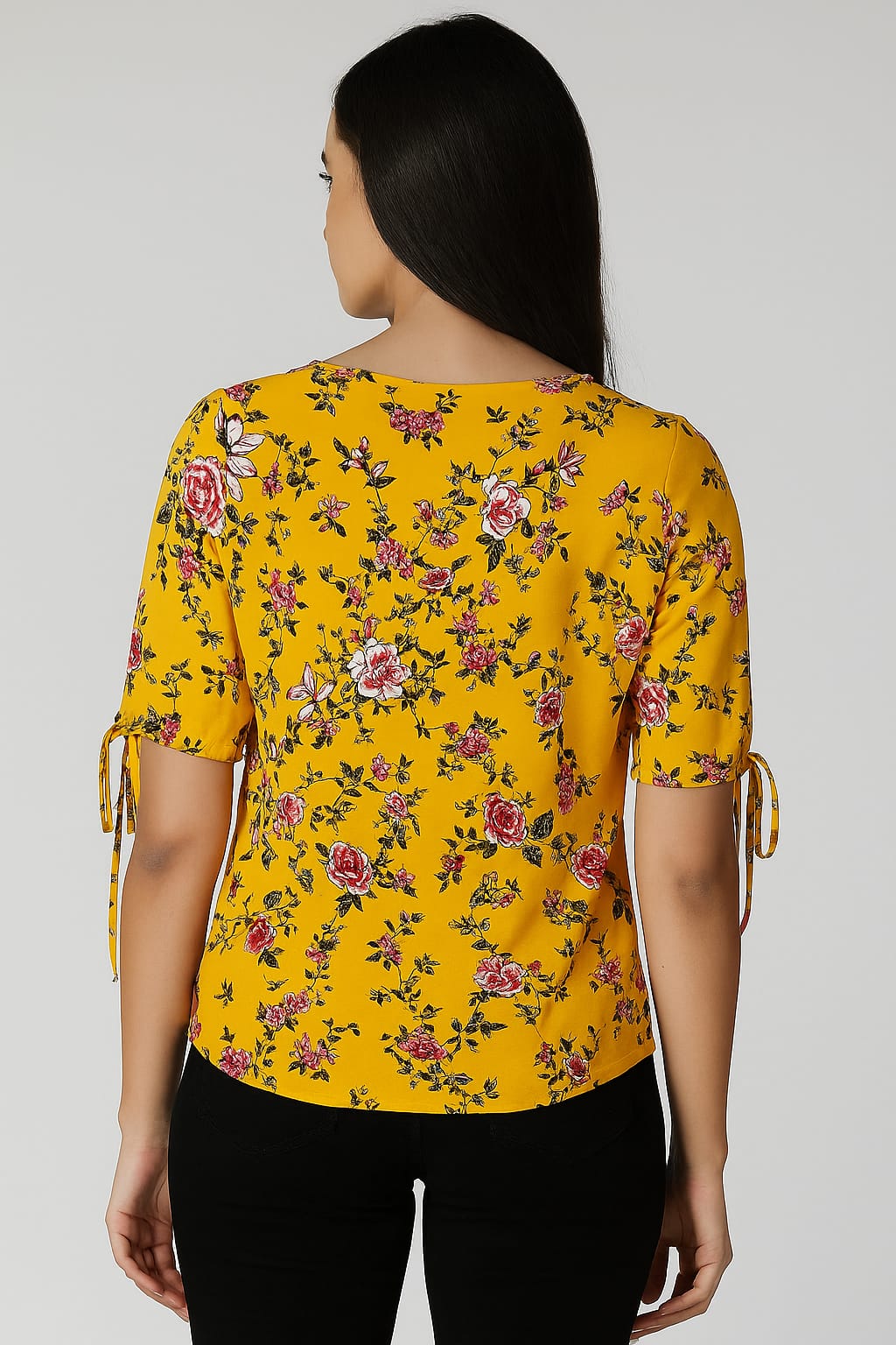 Speed Limit MPH Women’s Floral Ruched Sleeve Blouse Original