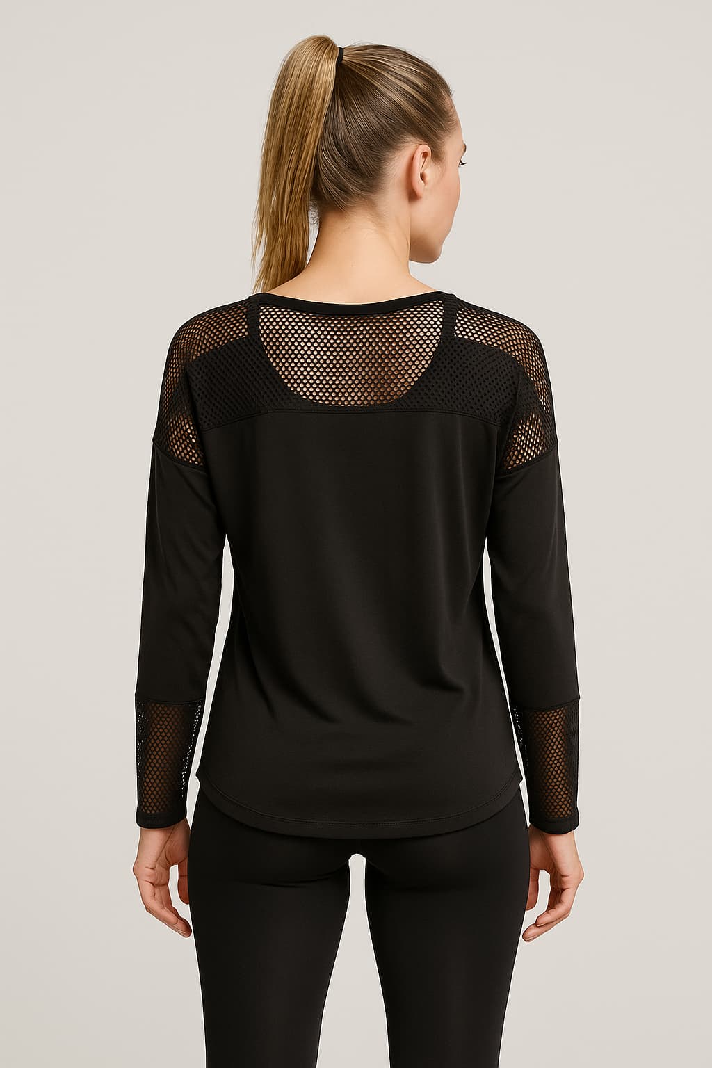 Puma Women's Black Mesh Panel Long Sleeve Top Original