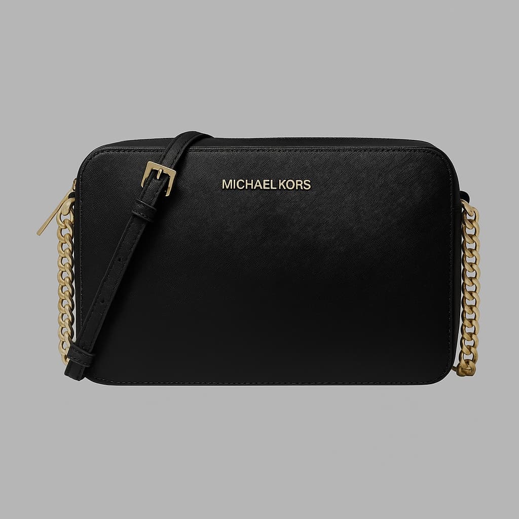 Michael Kors Jet Set Black Leather Crossbody Bag Original