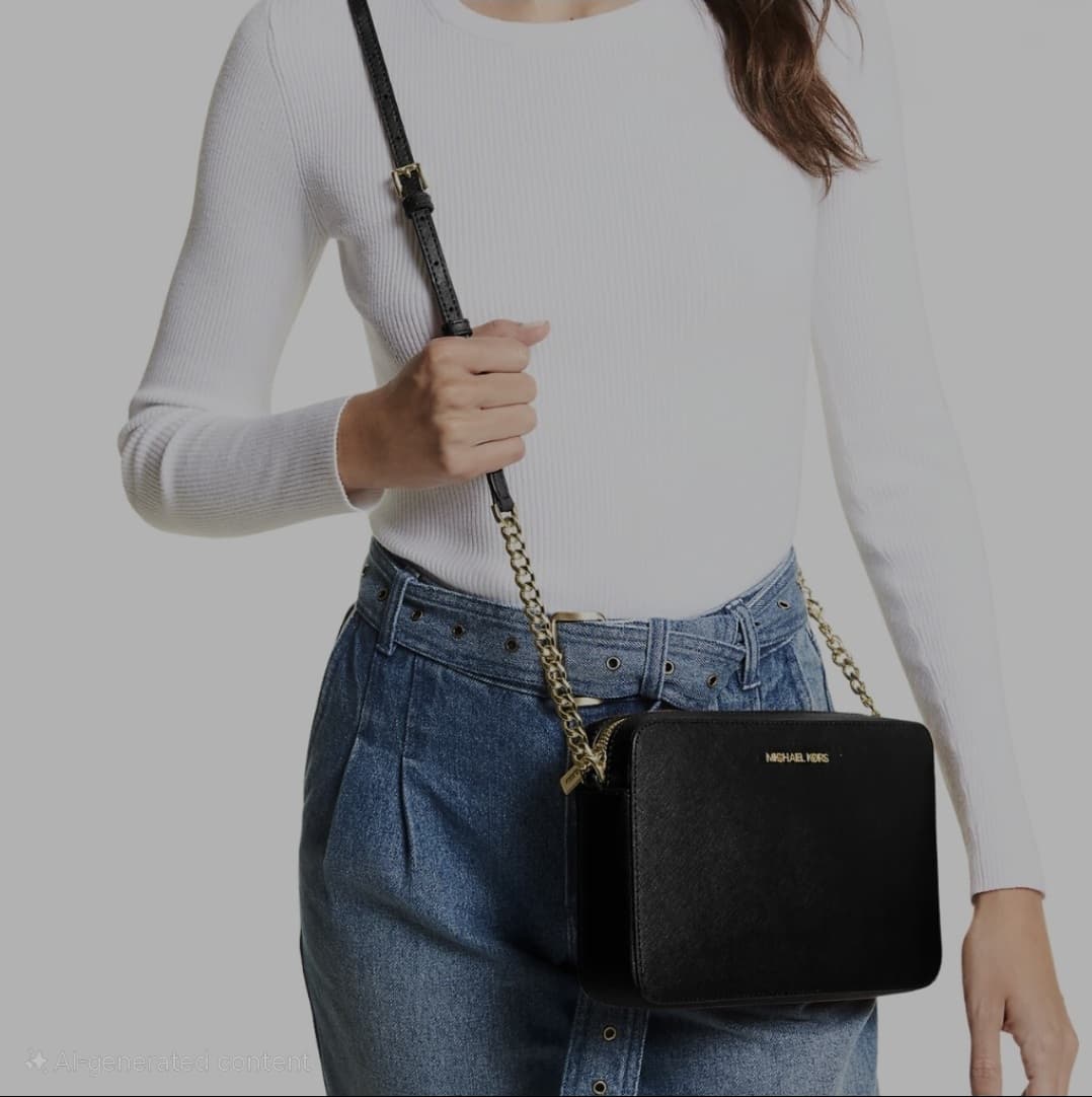 Michael Kors Jet Set Black Leather Crossbody Bag Original