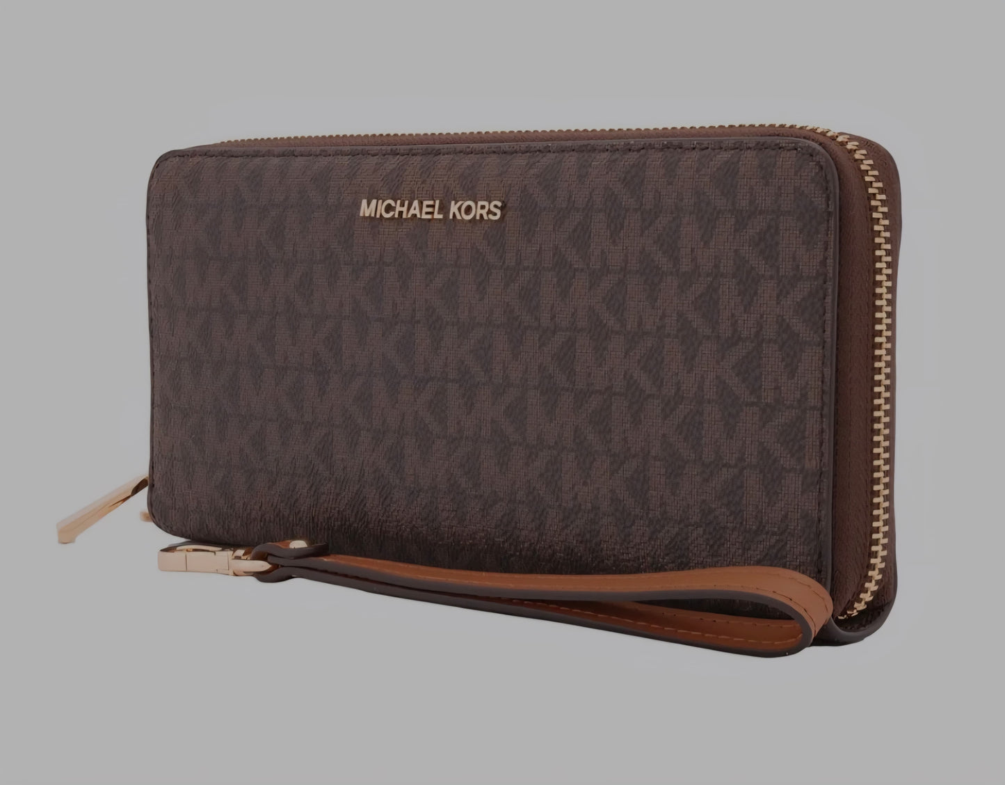 Michael Kors Jet Set Travel Wristlet Wallet in Signature Brown Original