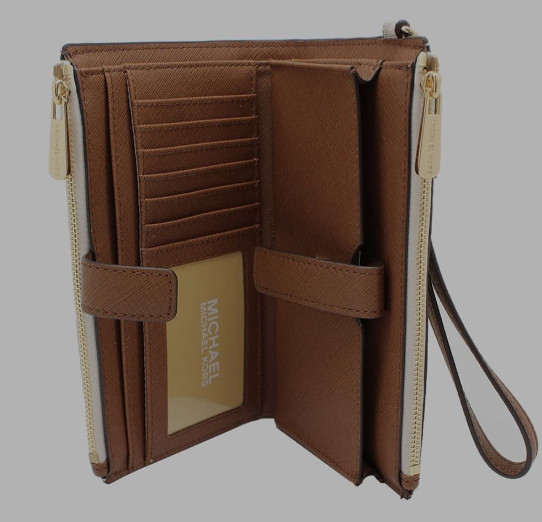 Michael Kors Signature Double-Zip Wristlet in Vanilla Acorn Original