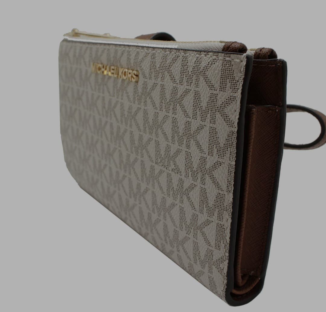 Michael Kors Signature Double-Zip Wristlet in Vanilla Acorn Original