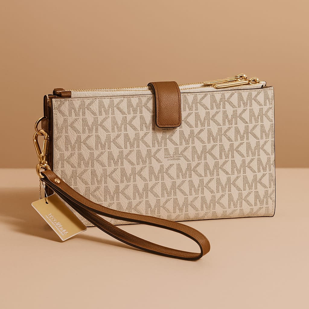 Michael Kors Signature Double-Zip Wristlet in Vanilla Acorn Original