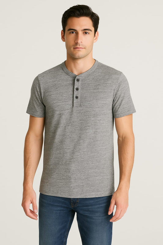 American Eagle Heathered Henley Original T-Shirt