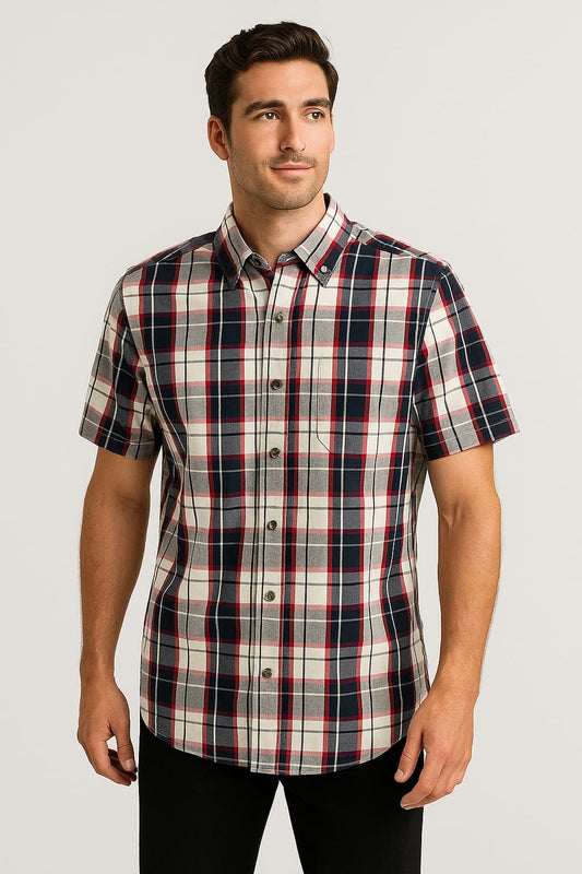 Simply Styled™ Men's Classic Fit Short Sleeve Plaid Shirt Original