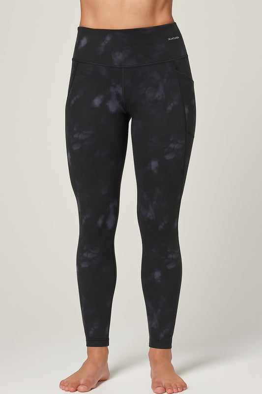 Midnight Marble High-Waist Performance Tights