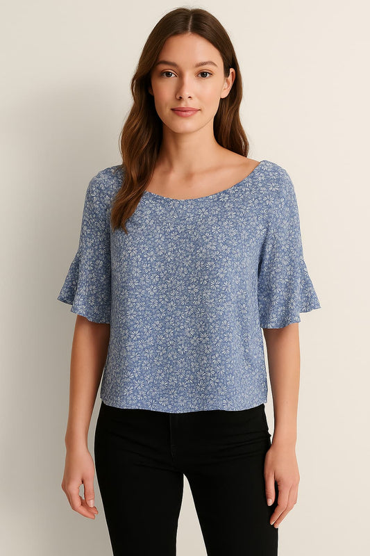 SHEIN Floral Ruffle Sleeve Blouse Original