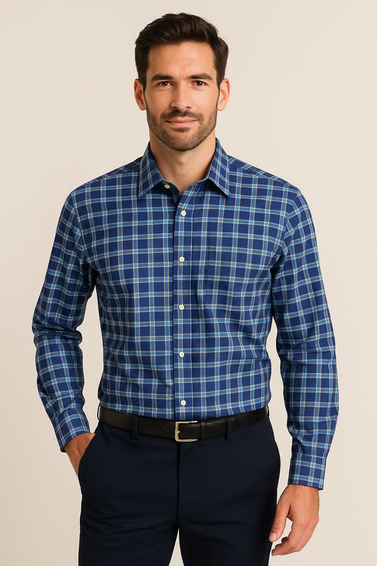 Jos. A. Bank Traveler Plaid Dress Shirt Original