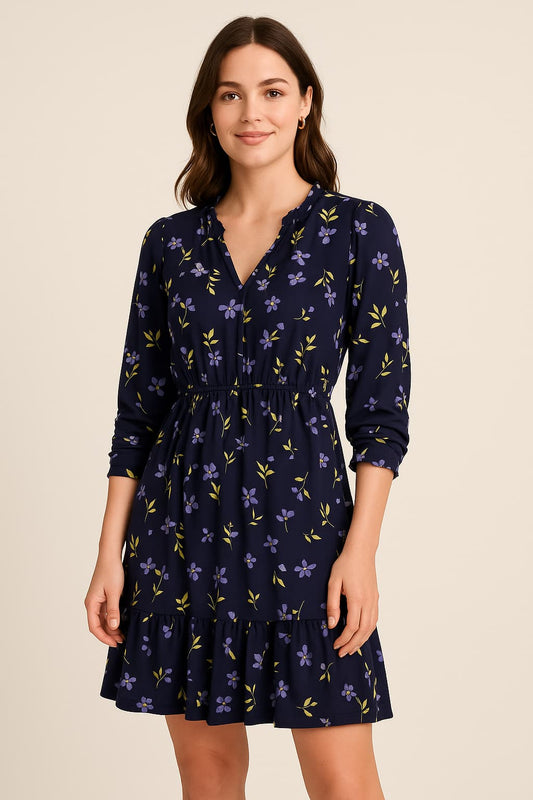LOFT Petite Floral Ruffle Hem Dress Original