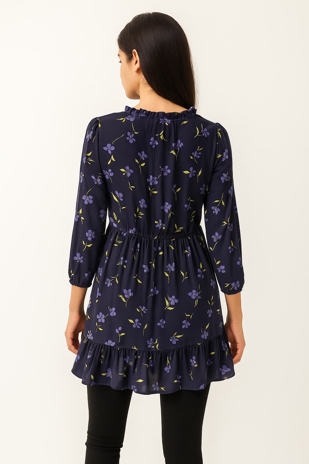LOFT Petite Floral Ruffle Hem Dress Original