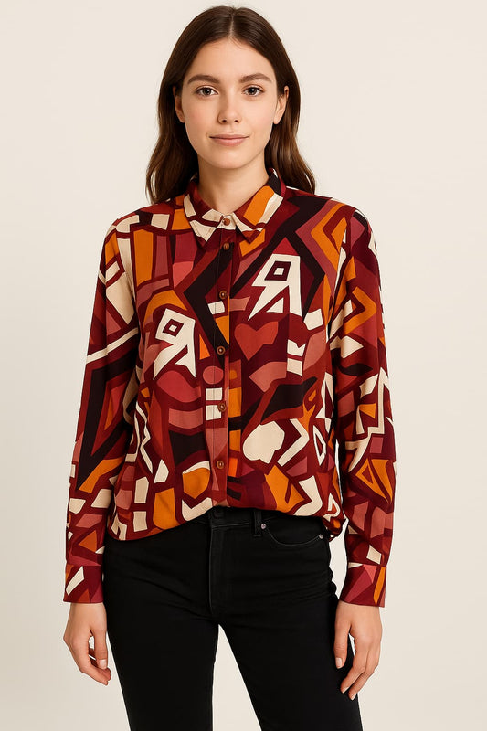 BIG DART Abstract Print Long Sleeve Shirt Original