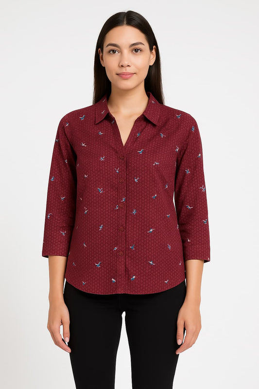 HENNY® Maroon Printed Button-Down Shirt Original