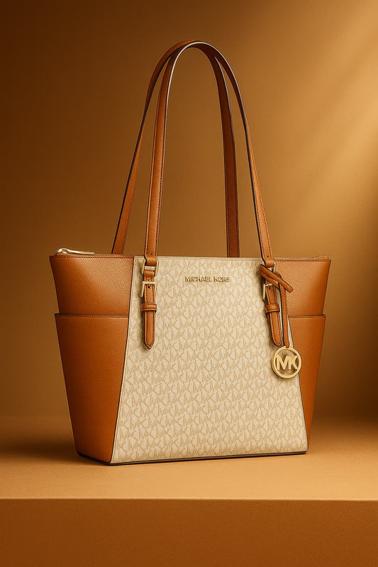 Michael Kors Charlotte Tote Bag Original Vanilla/Acorn