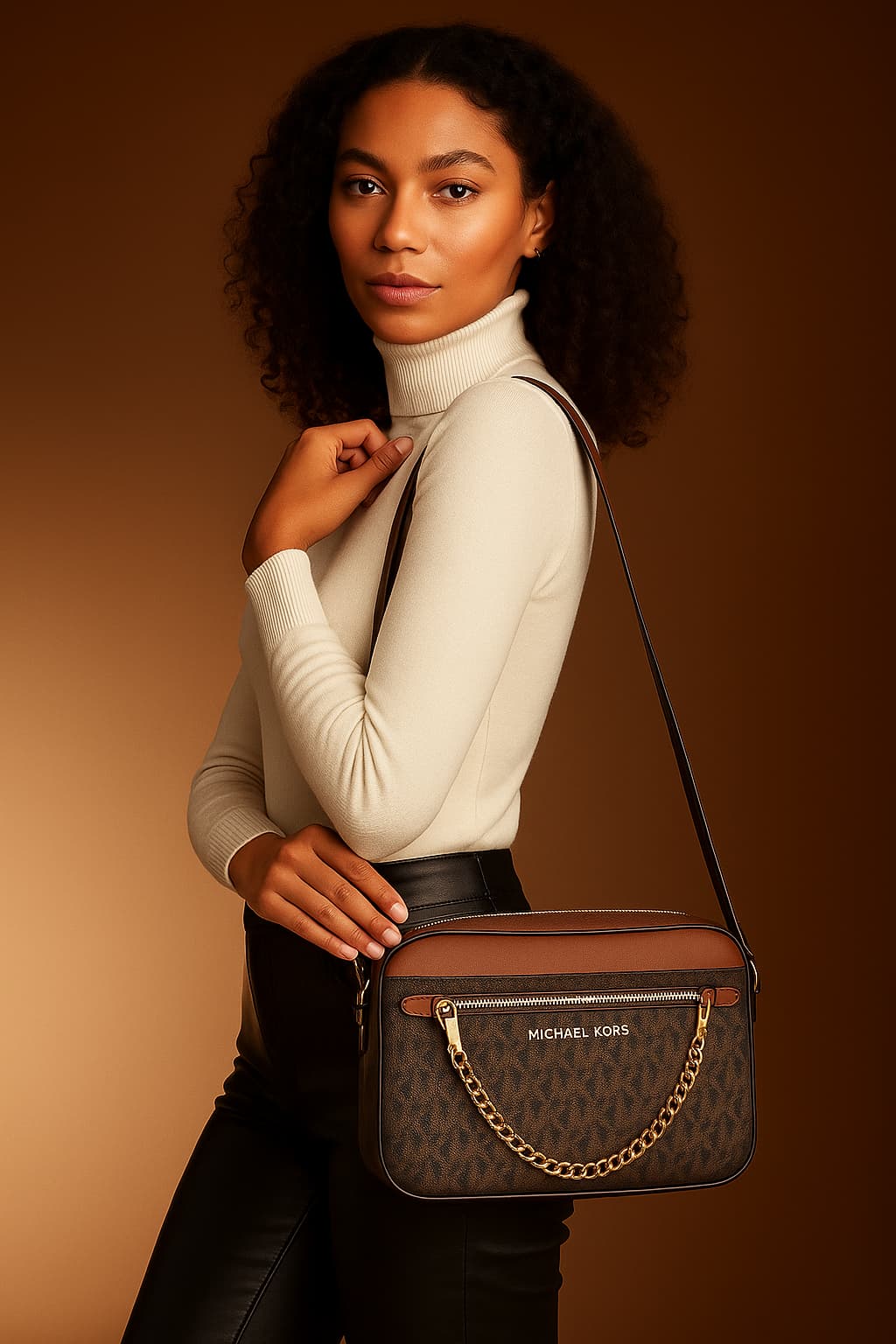 Michael Kors Jet Set Signature Crossbody Bag Original – Brown