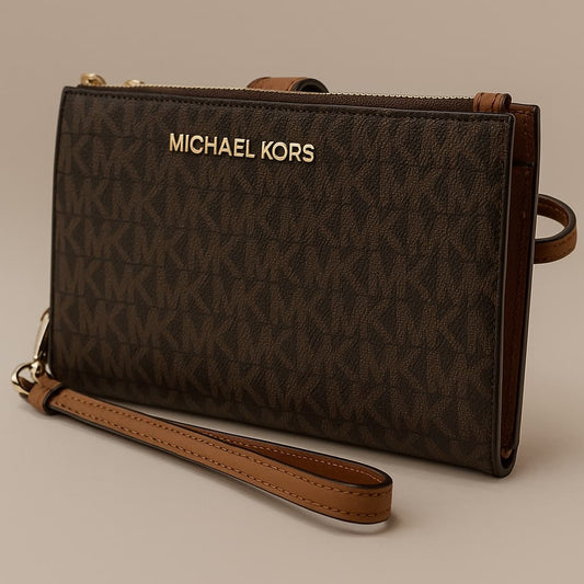 Michael Kors Jet Set Brown Signature Wristlet