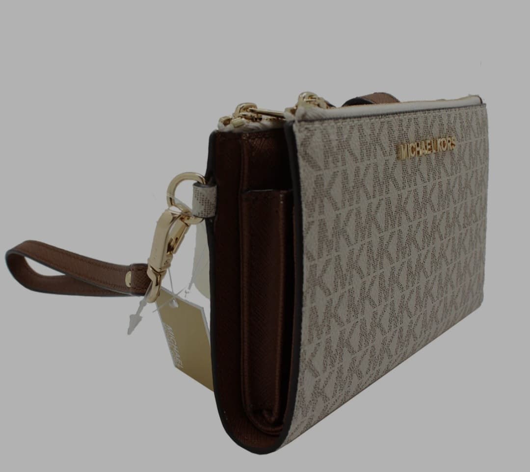 Michael Kors Signature Double-Zip Wristlet in Vanilla Acorn Original