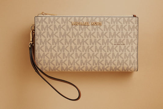 Michael Kors Signature Double-Zip Wristlet in Vanilla Acorn Original